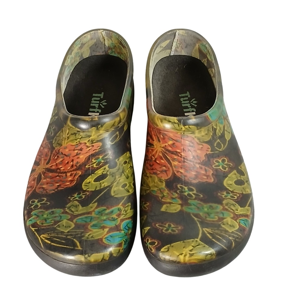 Sloggers Women 9 Garden Clogs Waterproof Rain Shoes Floral Butterfly Made in USA